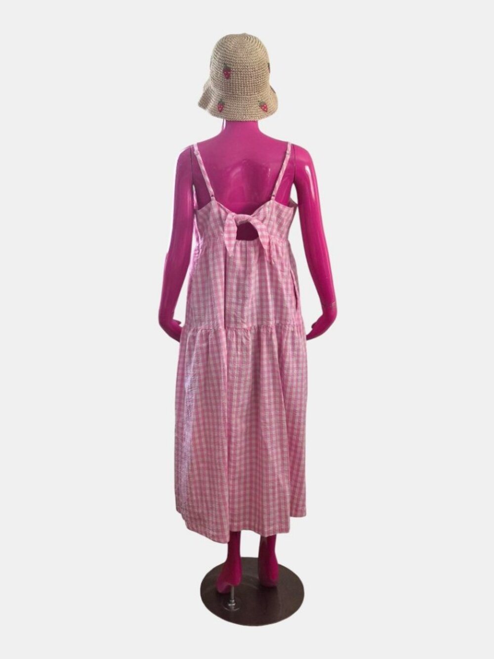 NWT J.CREW PINK GINGHAM BOW BACK MIDI DRESS WOMEN'S S SIZE 14 - Picture 8 of 8